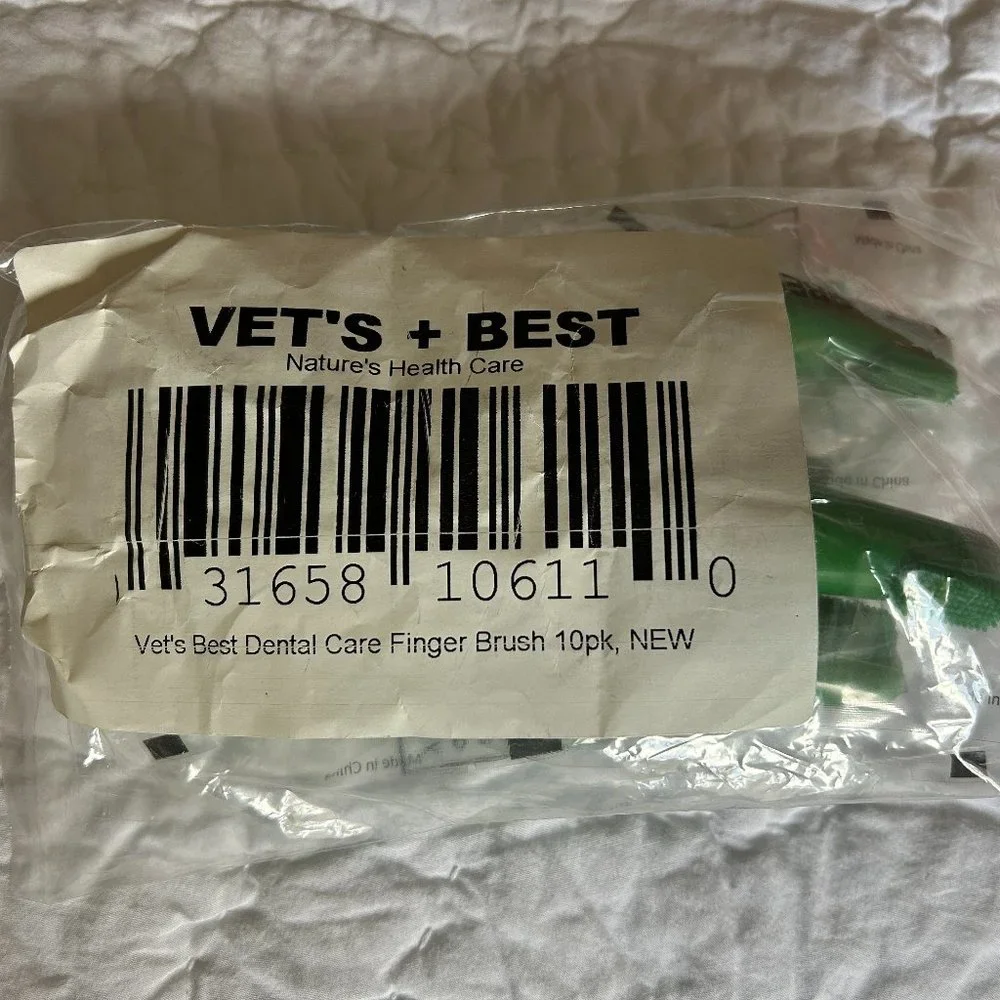 Vet's Best Dog Cat Toothbrush Teeth Cleaning Dental Care 10 Soft Finger Brushes